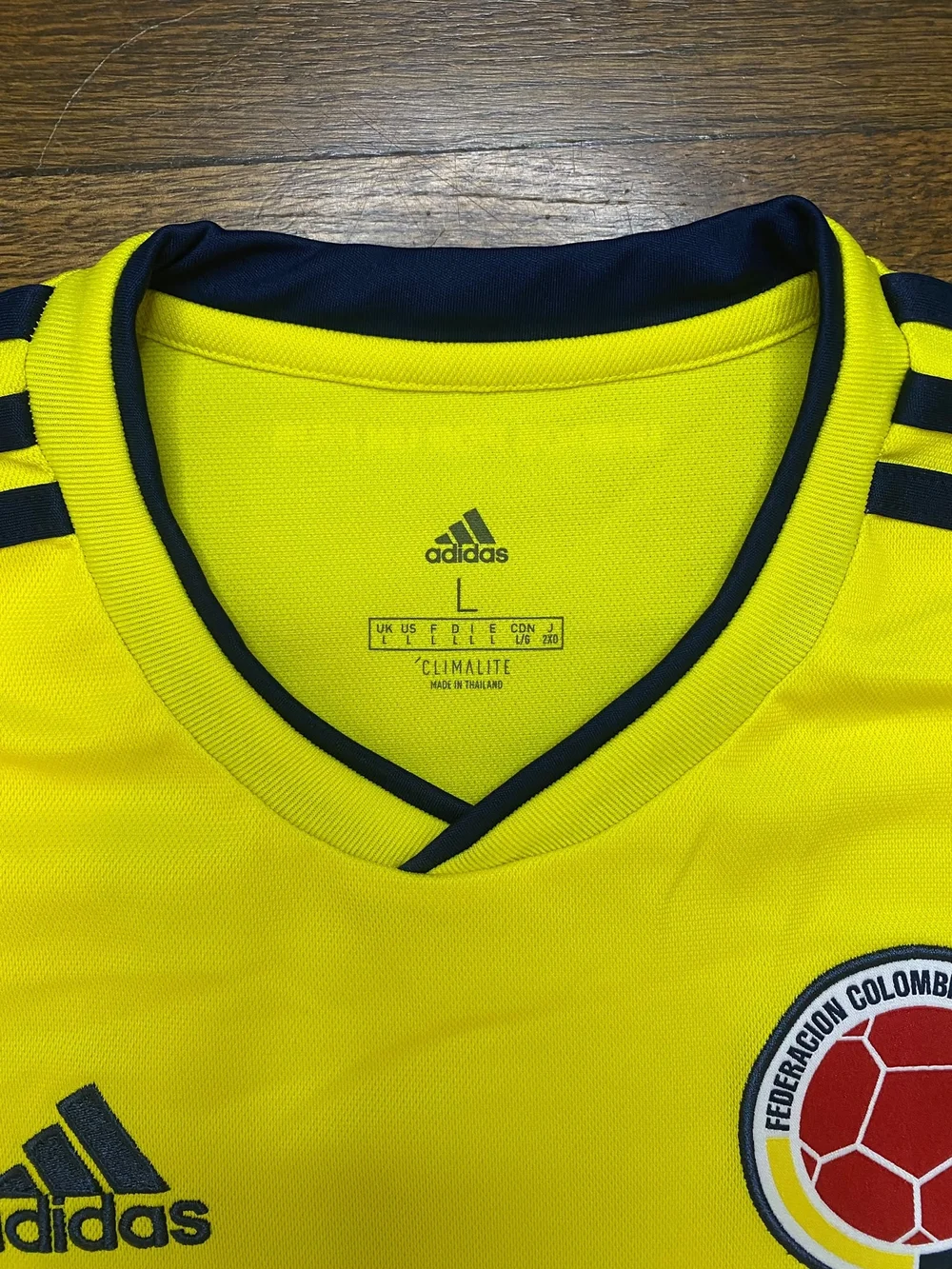 adidas Bright Yellow Soccer Jersey with Navy Trim